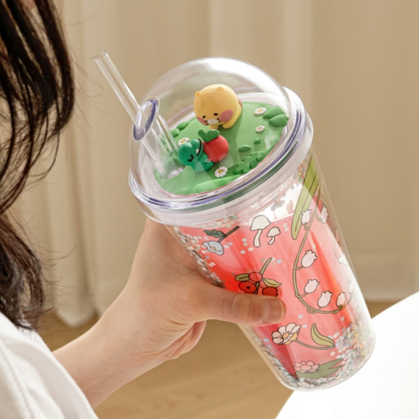 [만원의 행복] 귀여운  춘식이와  콘  피규어  돔형  콜드  텀블러