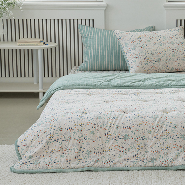 송화 그린가든 극세사 차렵이불 모달&극세사 양면 사용 국내생산 침구