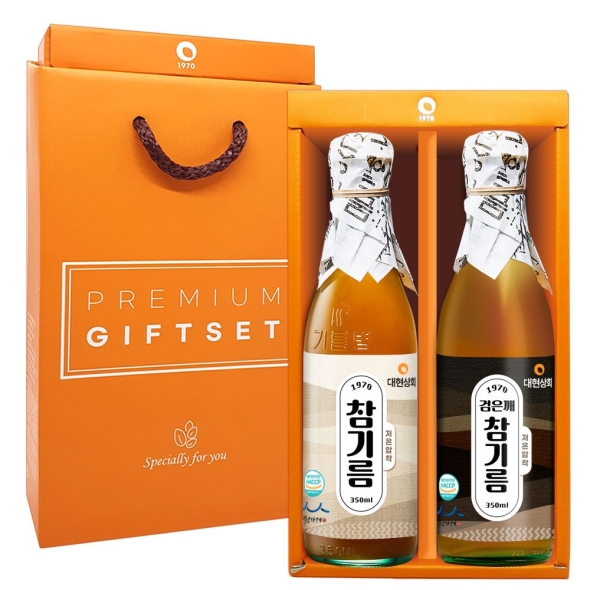 55년전통 대현상회 저온압착 참기름 들기름  350ml 선물세트 / HACCP 인증 백년가게 