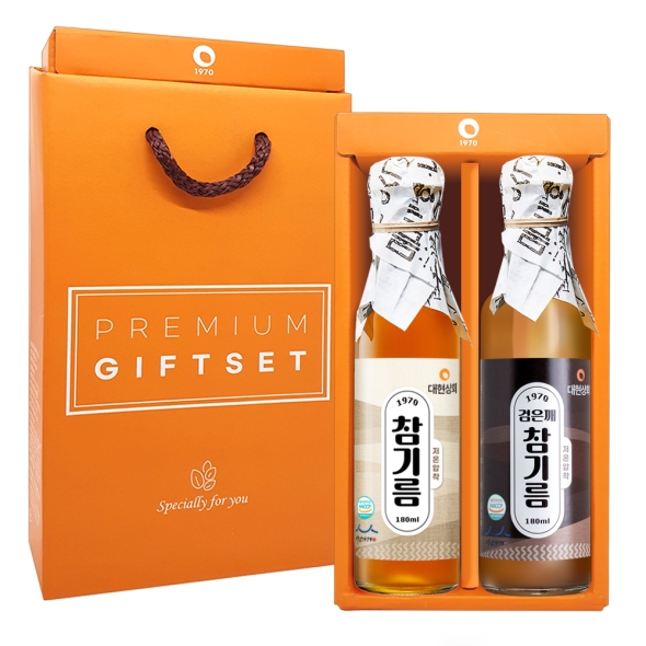 55년전통 대현상회 저온압착 참기름 들기름 180ml  선물세트/ HACCP 인증 백년가게 