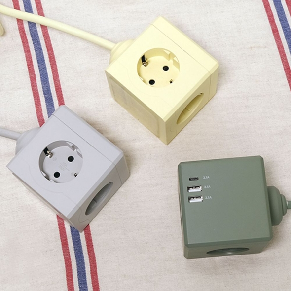 [에코너] MT02 전선형 1.8M 큐브 멀티탭 4000W 고용량 (3구/C타입포트/USB포트)