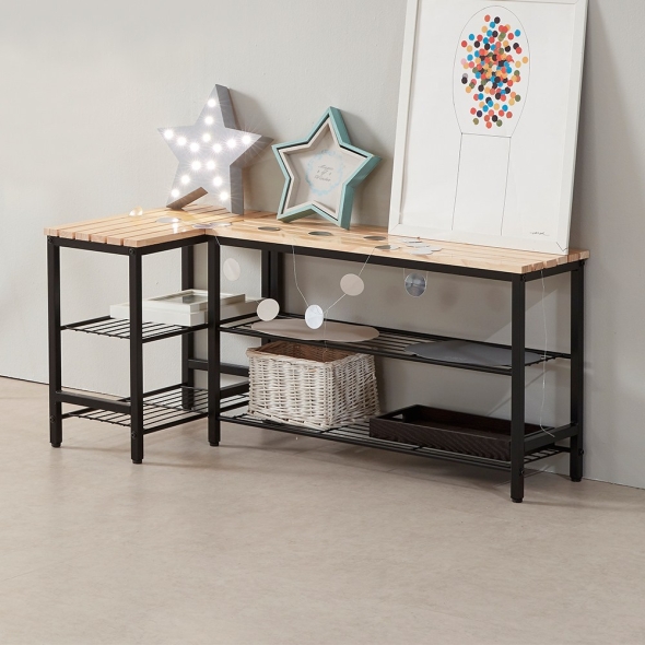 엘린까사 선반 수납 벤치형 3단 신발정리대