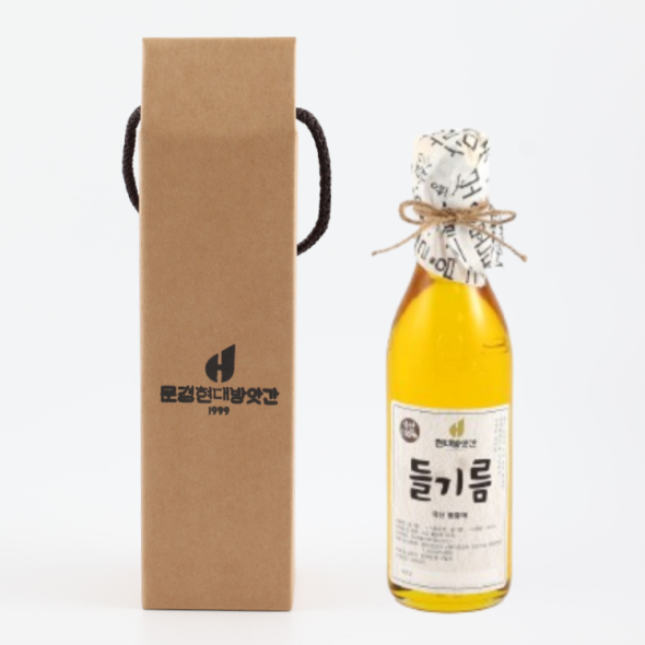 [문경현대방앗간]국산 햇 들깨 저온압착 들기름 350ml/180ml/1구 선물세트