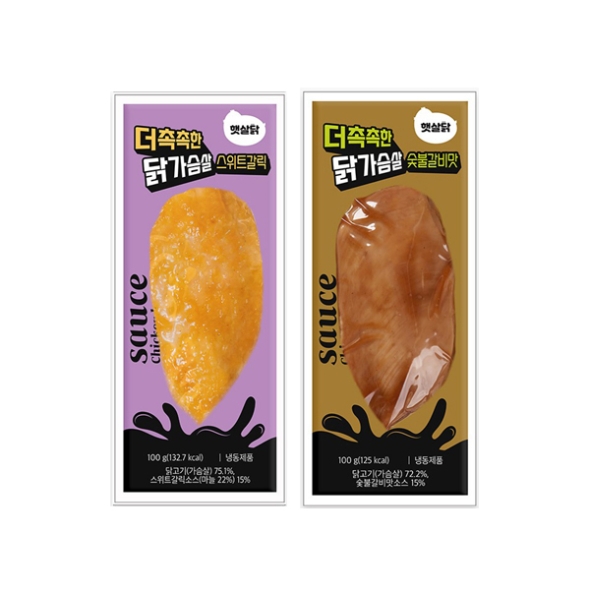 [햇살푸드] 더촉촉한 닭가슴살 스위트갈릭맛 8팩+숯불갈비맛 8팩