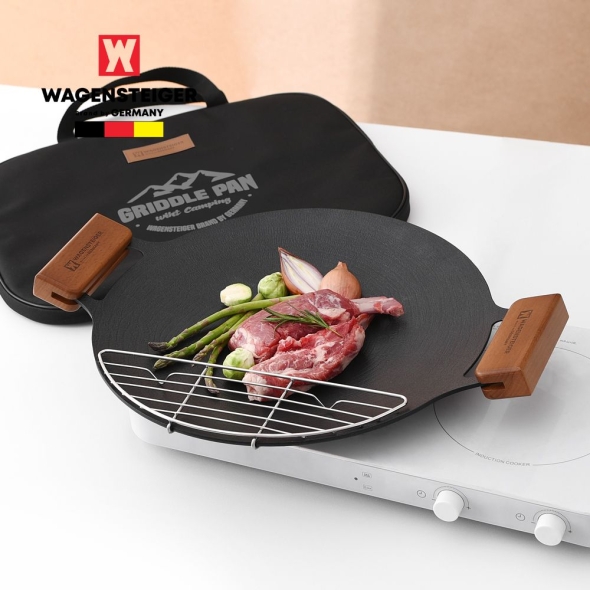 바겐슈타이거 그리들 시리즈 세트 2호_블랙(그리들 36cm+토트백+우드손잡이 2pcs+그리들망 28cm)