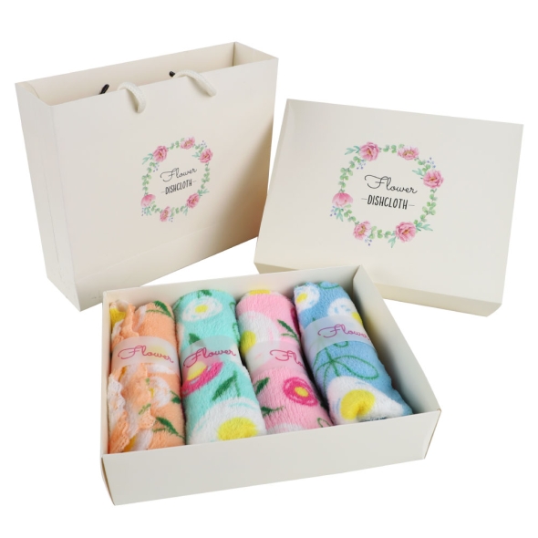 플라워 극세사 행주 4P