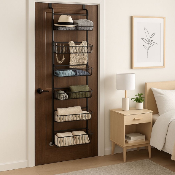 [신한카드 할인] 지알비 6단 선반 문걸이 행거 도어후크 다용도 공간활용 수납장