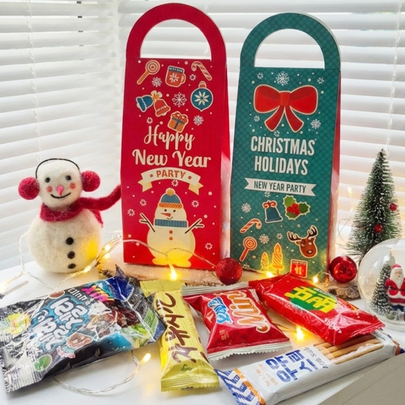  [신한카드 할인]크리스마스 홀리데이 손잡이상자 간식 6종 과자선물 단체간식,어린이집간식