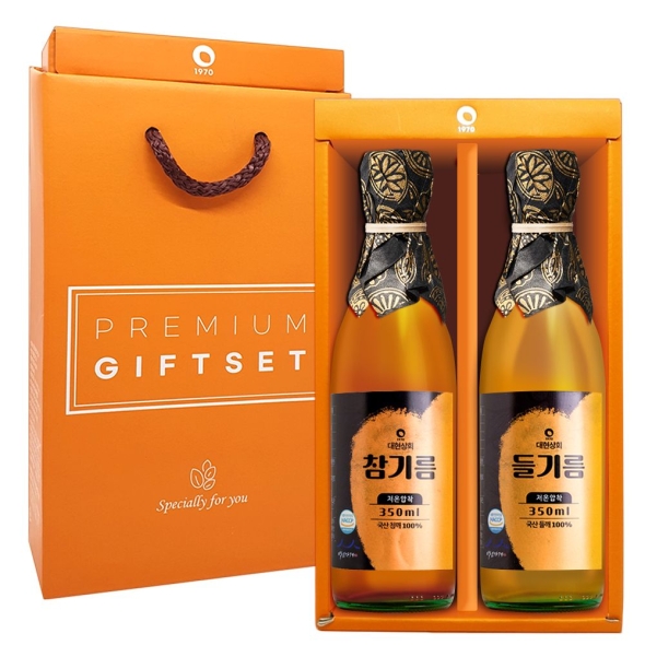 55년전통 대현상회 저온압착 국산 참기름 들기름  350ml 선물세트/ HACCP 인증 백년가게 