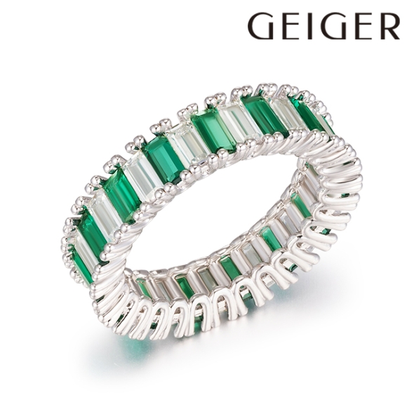 가이거 그린 바게트 반지 GISVWR013 화이트골드
