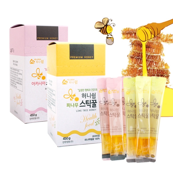 [강원양봉] 프리미엄 아카시아/피나무 스틱꿀 각1박스(총2박스) (박스당15gx30개입)