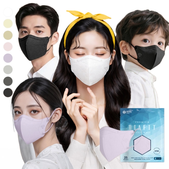 [다이아핏] 새부리형 KF80 마스크 25매입 파우치형  대/중/소/ 어린이 유아