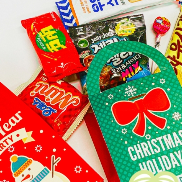  [신한카드 할인]크리스마스 홀리데이 손잡이상자 간식 6종 과자선물 단체간식,어린이집간식