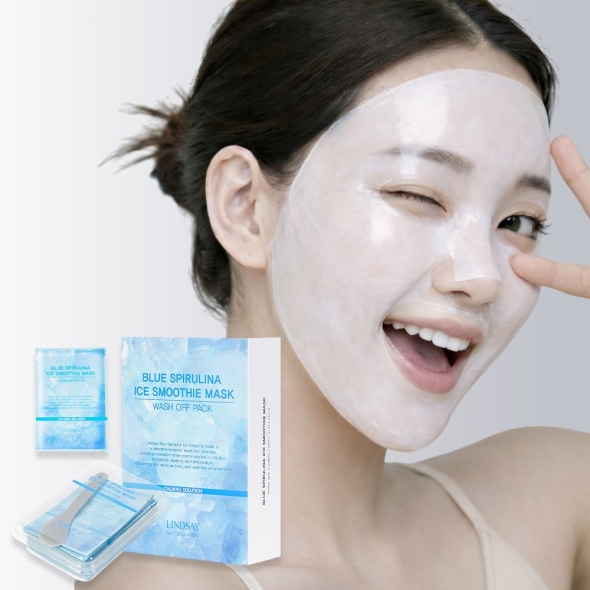 [신한카드 할인] 린제이 마데카소사이드 1일1팩 블루 스피룰리나 아이스 스무디 마스크 1g 20매