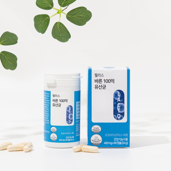 [신한카드 할인] 웰러스 바른 100억 유산균 화학첨가제 0% 식물성캡슐 (400mg x 60캡슐 1병 2개월분)