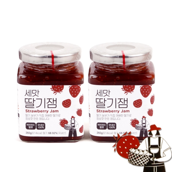 [딸기농부] 농부가 직접 재배한 딸기로 만든 딸기잼 2병/4병(병당 260g)