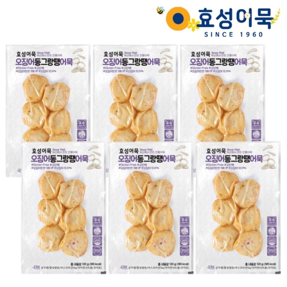효성어묵 부산 전통 오징어 동그랑땡 어묵 밀가루 없는 글루텐 프리 x 6개
