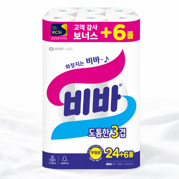 [유한킴벌리] 비바 도톰한 화장지 롤화장지 대용량 휴지 24+6롤