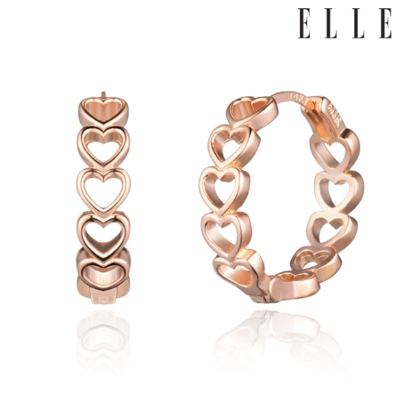 엘르주얼리 14K GF 하트풀 링 귀걸이 ELGPEE477 로즈골드