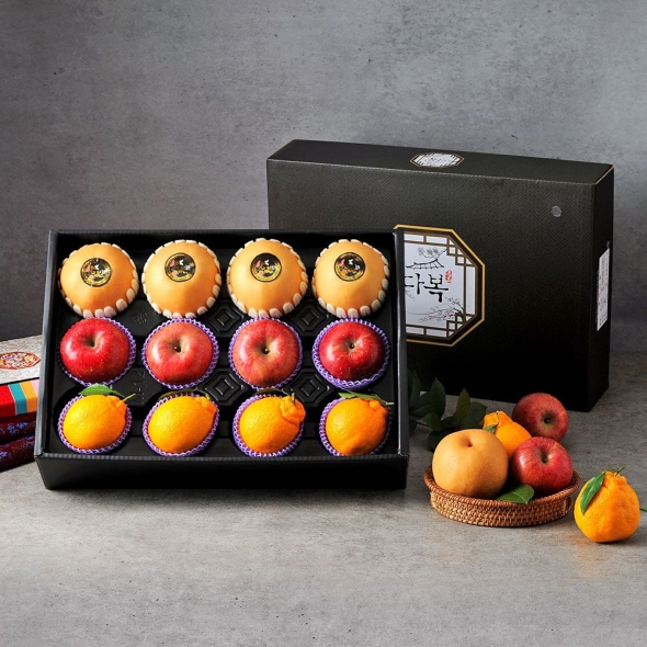 [푸토리] 프리미엄 혼합 선물세트 5kg (배4과+사과4과+한라봉4과) / 금보자기