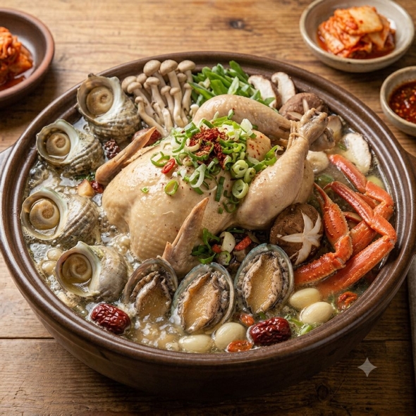 [주영푸드] 바로 끓여먹는 실속해신탕 (닭+생합+전복+홍게+약재)