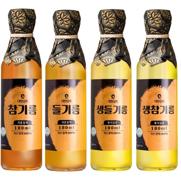 55년전통 대현상회 저온압착 국산 참기름 들기름 생들기름 180ml 모음 / HACCP 인증 백년가게 