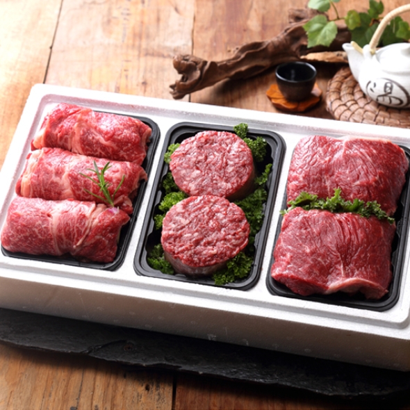 [名品]횡성한우 구이정육세트 1.8kg(등심 600g+불고기 600g+국거리 600g) [1등급이상]
