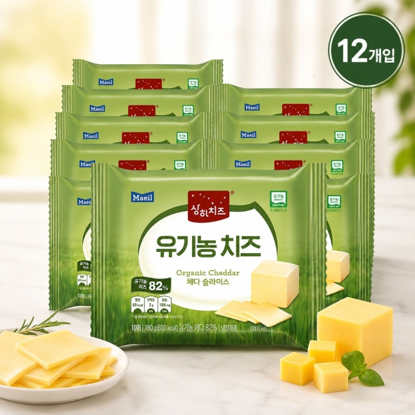 상하치즈 유기농 체다치즈 180g x 12개입
