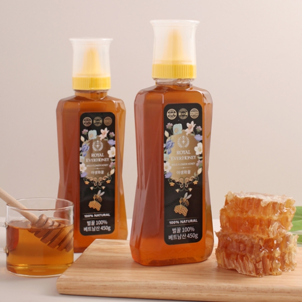 [1만원균일가][로얄] 1+등급 자연벌꿀_에버허니 야생화꿀 450g