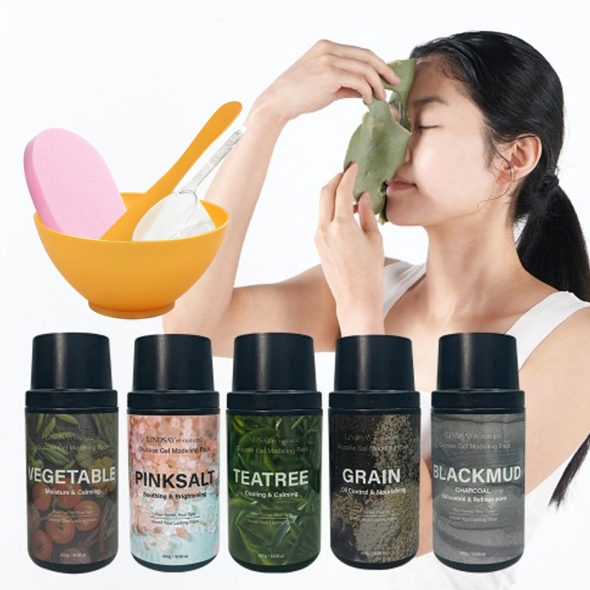 [신한카드 할인] 린제이 리네추럴 글루코오스 포도당 모델링팩 300g+팩도구+클렌징해면 홈에스테틱 5종 택1