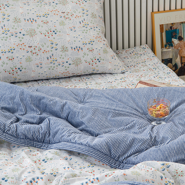 송화 그린가든 극세사 차렵이불 모달&극세사 양면 사용 국내생산 침구