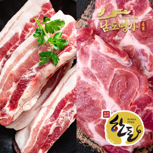 [보름데이] 남도명가 1등급 한돈 삼겹살400g+생목살400g (총800g/구이용/보쌈용)