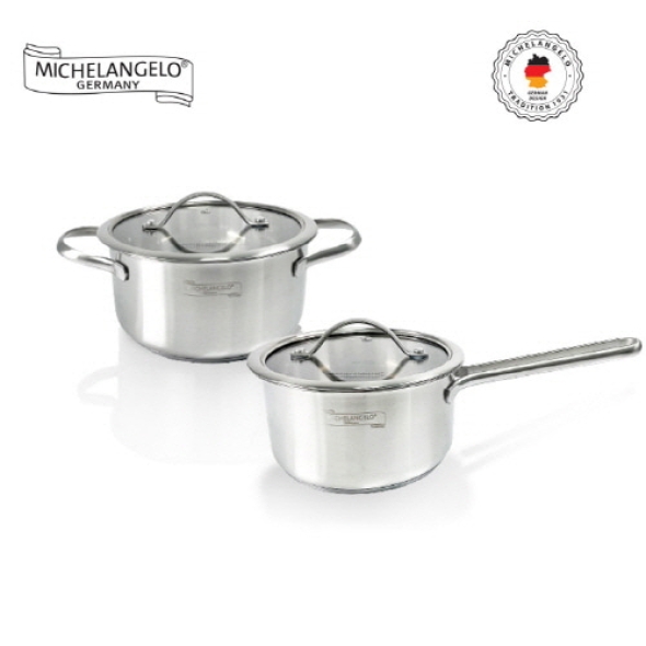 [미켈란젤로] 오펜하임 인덕션 GL Pro 3중바닥 스테인리스 냄비 2종 세트(소스팬16+양18)
