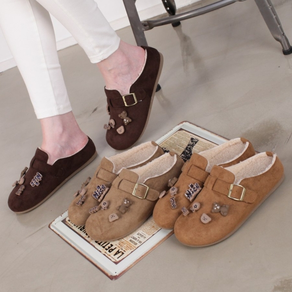 [개성시대] 여성 3.5cm 스웨이드 털슬리퍼 데일리