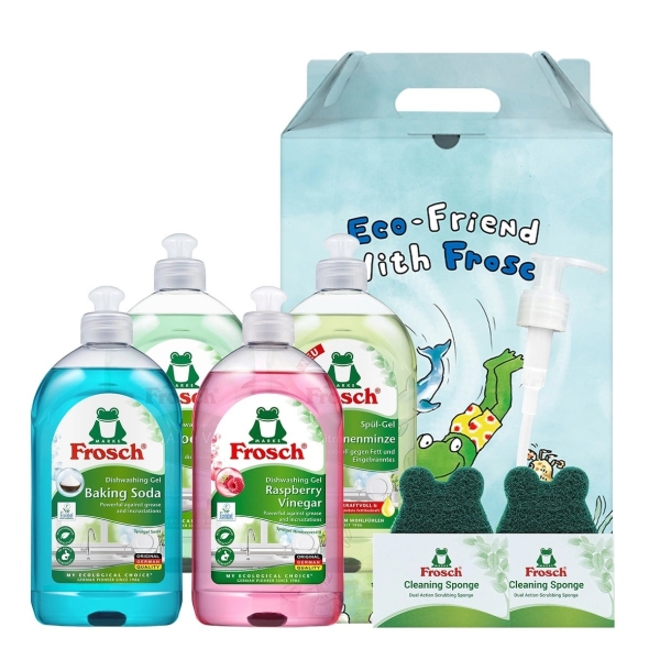 프로쉬 주방세제 선물세트 (주방세제 500ml x 4 + 수세미 x 2 + 전용펌프 x 1 + 기프트박스)