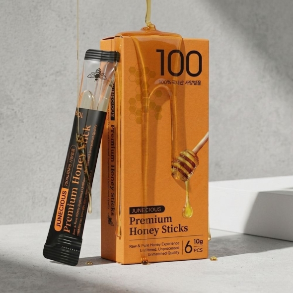 주니셔스 100%국내산 프리미엄 사양벌꿀스틱 10g 6개입(한곽)