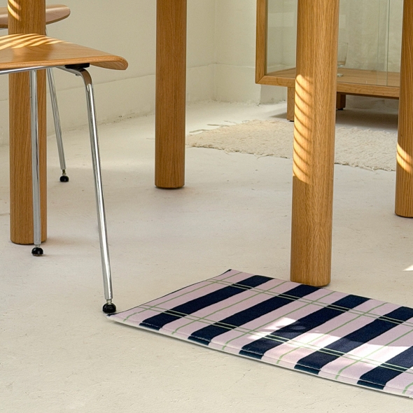 [Guy Laroche]  기라로쉬 체크 극세사 메모리폼 발매트 (월넛블루)