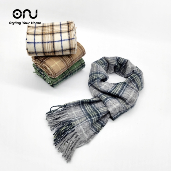 [케이스][ONU] 국내제작 프리미엄 램스울 100% 체크 머플러