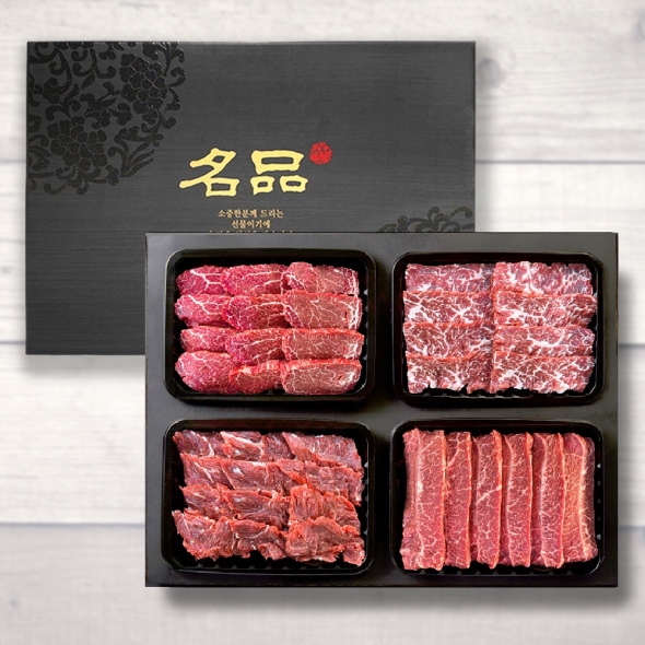 1등급 숙성한우 선물세트 프라임 1호 1.6kg(안심400g 치마살400g, 제비추리400g, 부채살400g)