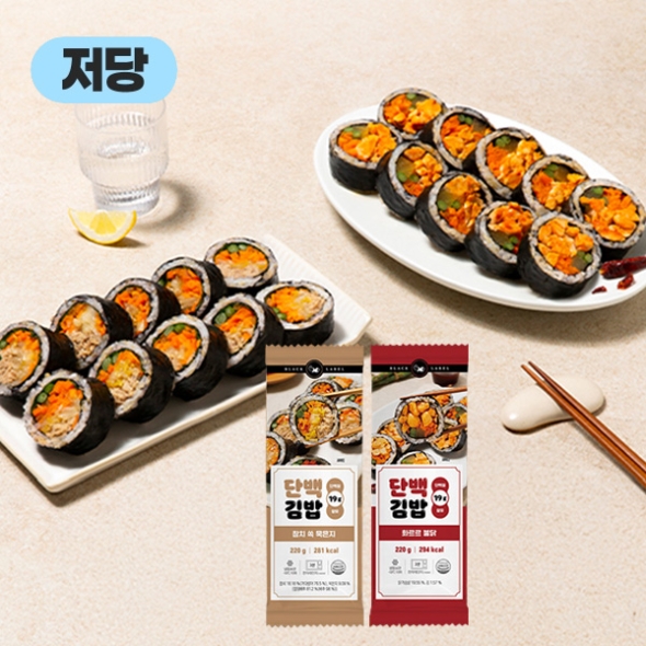 [똑똑한식단] 곤약현미 단백김밥 2종(불닭,참치묵은지 팩당220g)