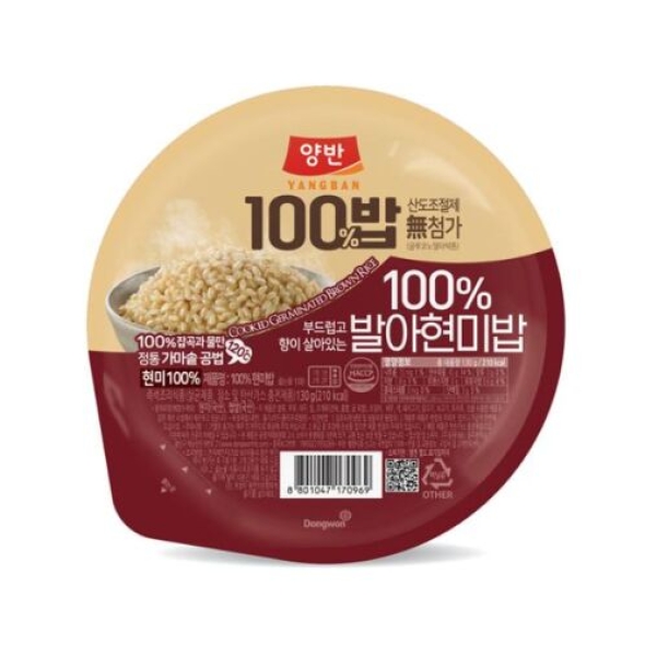 [동원] 양반100밥 100% 발아현미밥 130g x 24개 (1box)