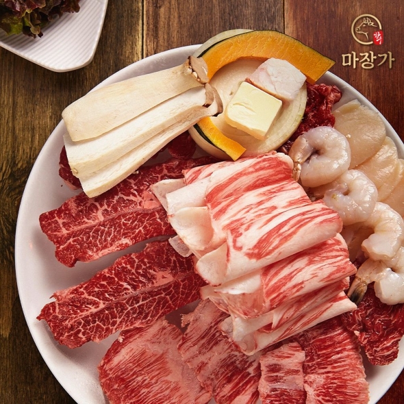 마장가 한우1++ 투뿔 갈비살+삼각살+차돌 총600g