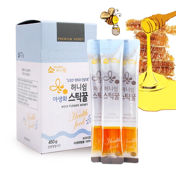 [강원양봉] 프리미엄 야생화 스틱꿀 1박스/2박스/3박스 (박스당15gx30개입)