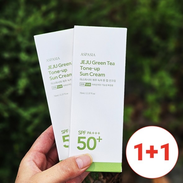 [아스파시아] 제주 그린티 톤업 선크림 70ml 1+1