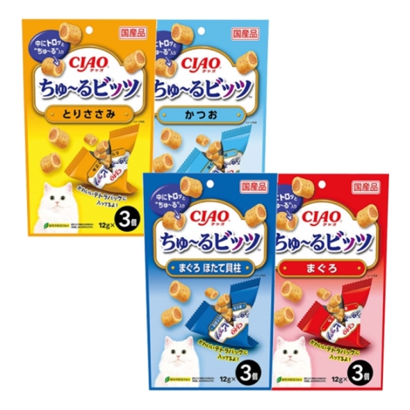 이나바 챠오 츄르비츠 12g 3p 4종 세트 (참치/관자/가다랑어/닭가슴살) 고양이 간식