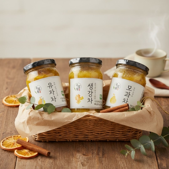 100% 국내산 옥잠화 첨가물 없는 유기농 유자 그대로 유자차 모과 생강차 460g