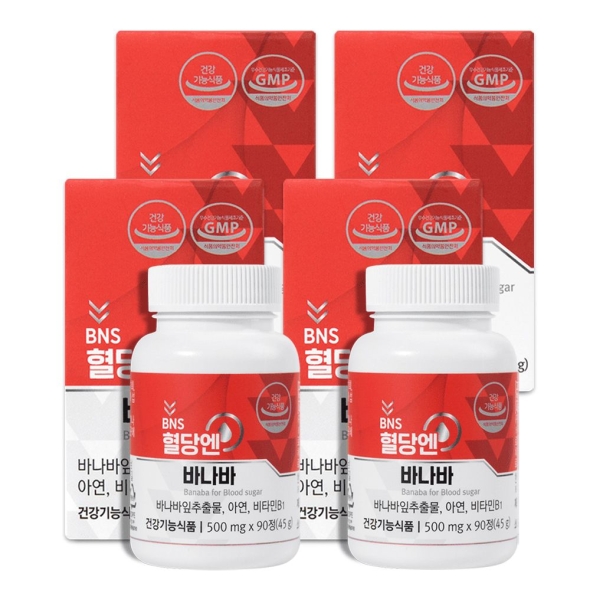 BNS 혈당엔 바나바1세트 500gx90정x4통