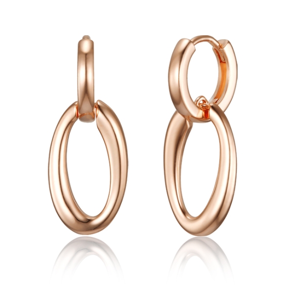 끄란느 14K GF 볼드 원형 드롭 원터치 귀걸이 C24EGF194 로즈골드