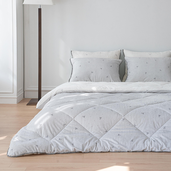 송화 카리나 착번 극세사 차렵이불 귀여운 리본 무늬 겨울침구