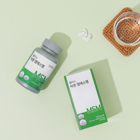 [특별할인] 웰러스 바른 엠에스엠 / MSM 식이유황 100% 관절연골영양제 No화학부형제 (1,026mg*180정)